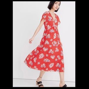 MADEWELL Scalloped Flutter-Sleeve Midi Dress